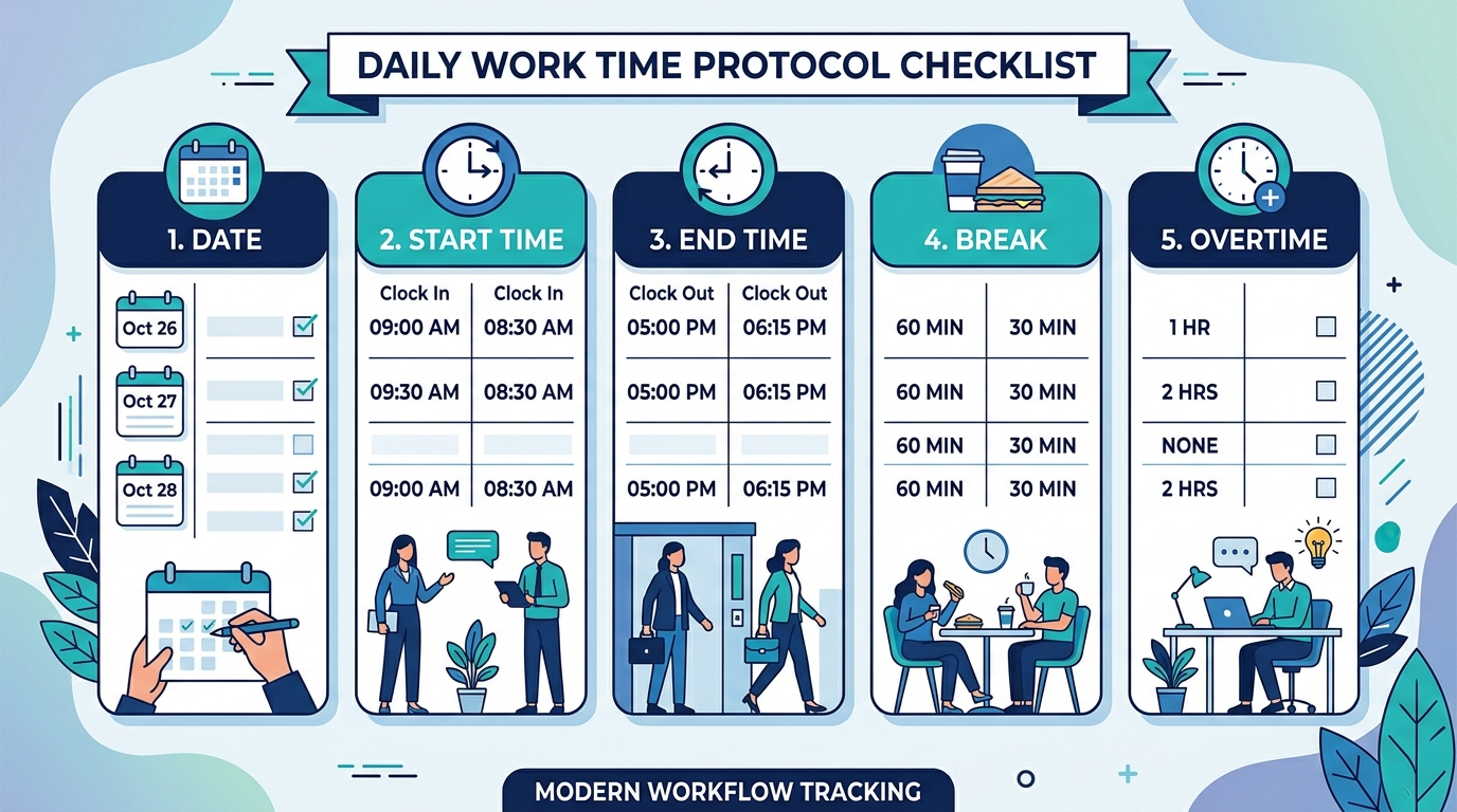 Struktur und Checkliste eines lückenlosen Arbeitszeitprotokolls